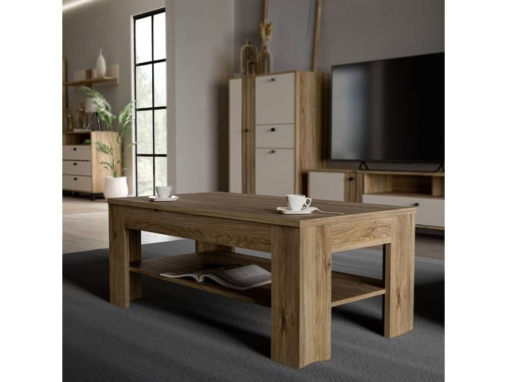 Couchtisch FORTE Killarney , braun (mavuella eiche, mavuella eiche, mavuella eiche), B:110cm H:45,5cm T:60cm, Tische, Couchtisch, Breite 110 cm, Ablage, pflegeleicht, einfache Montage