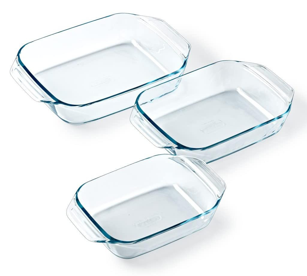 Selius Set van 3 rechthoekige ovenschalen van borosilicaatglas - France
