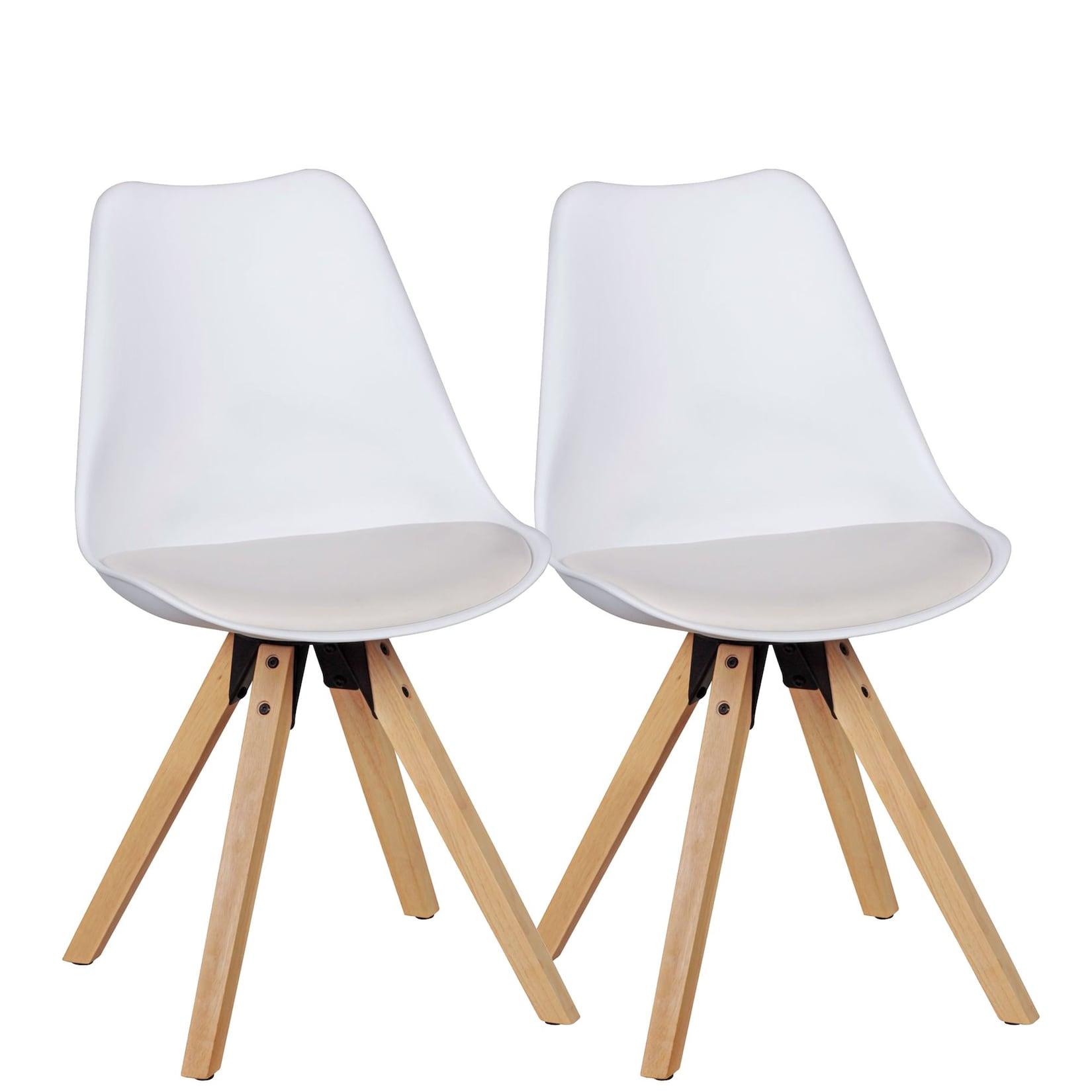 KADIMA DESIGN 2er Set Esszimmerstühle LUND: Kunstlederbezug und Holzbeine, Skandinavisches Design, Komfortables Sitzen, Verschiedene Farben