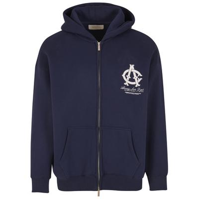 Sweatjacke ANOTHER COTTON LAB "Another Cotton Lab Still Pretty Zip Hoodie", Damen, Gr. L, blau, 52% Baumwolle, 48% Polyester, Rundhals, Sweatjacken Sweatjacke