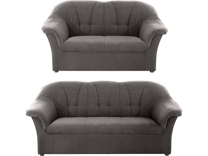 Polstergarnitur DOMO COLLECTION Pegnitz , grau (stone), Chenille-Optik, 95% Polyester, 5% Nylon, Sitzmöbel-Sets, Polstergarnitur, 3-Sitzer & 2-Sitzer-Set