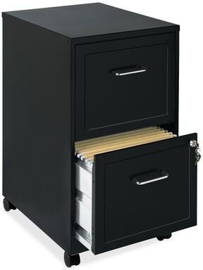 "Space Solutions 18"" Deep 2-drawer Mobile File Cabinet, Black"