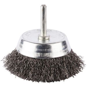 Makita Drahtbürste D-39920, Topfbürste Ø 63mm, für Bohrmaschine, Rundschaft, mit gewellten Borsten aus Stahl