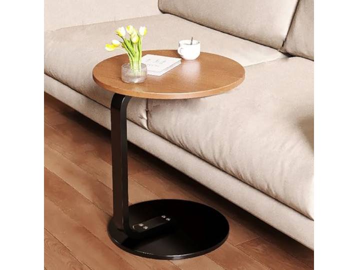 JIiopCFegh Beistelltisch, Kleiner runder Beistelltisch mit Metallgestell(15.8 X 23.7in,Natural)