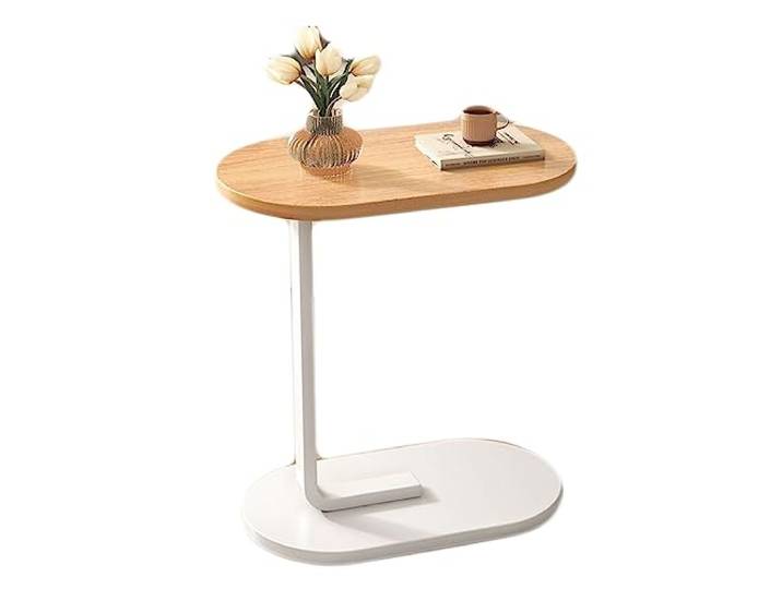 C-förmiger Beistelltisch Mit Marmorplatte, Moderner Beistelltisch For Sofa Platzsparende Ecke, Use Now Set Art Work Shop(Wood)