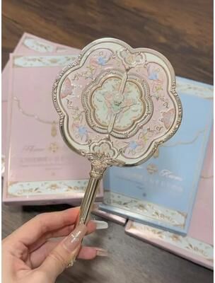 Uplift Picks Flower Knows Sweetie Bear Hand Mirror Creamy Pink Vanity Mirror 06
