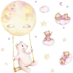 WANDAUFKLEBER 130x184cm - Teddybären am Himmel