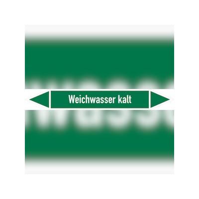 Rohrleitungskennzeichen Weichwasser kalt - 187x26 mm Folie selbstklebend