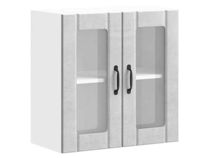 Helloshop26 Wandschrank für die Küche mit Glastür, 60 x 31 x 60 cm, modernes Design, Optimierung des Raums aus Holz, Betongrau 02_0050226