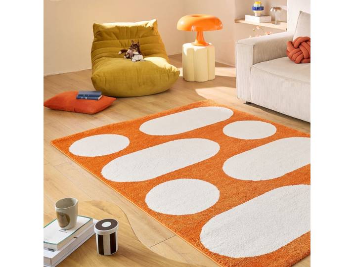 Tapis intérieur orange, motif moderne 160 x 230 cm