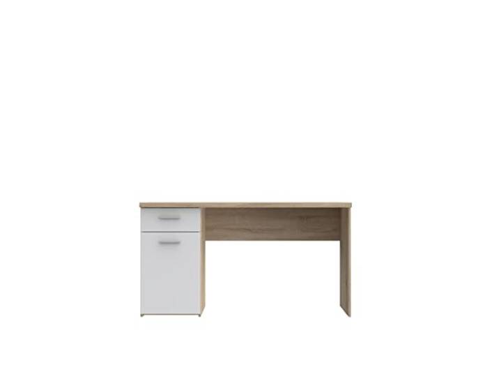 FORTE Net 106 Schreibtisch mit 1 Tür und 1 Schublade, Holzwerkstoff, Sonoma Eiche Dekor kombiniert mit Weiß, B x H x T: 140 x 76.5 x 60 cm