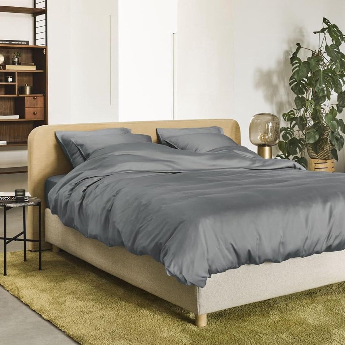 Luxe Dekbedovertrek en Hoeslaken Set - Leisteengrijs - 240 x 220 cm