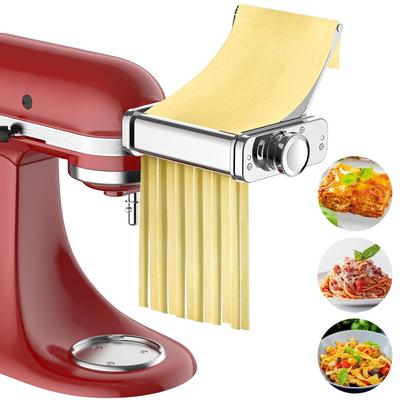Gvode 3-in-1 Pasta Kitchen Attachment for Stand Mixer with All-Metal Roller, Cutters & Cleaning Brush