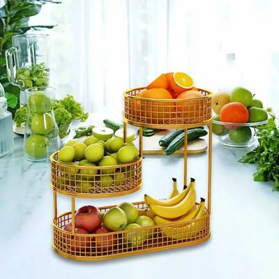 Uplift Essentials Geometric Wire Kitchen Storage Basket And Counter Serving Tray gold