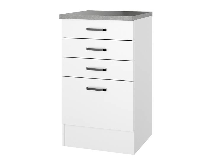 Meuble bas avec tiroirs 50 x 88 x 50cm Blanc/Blanc