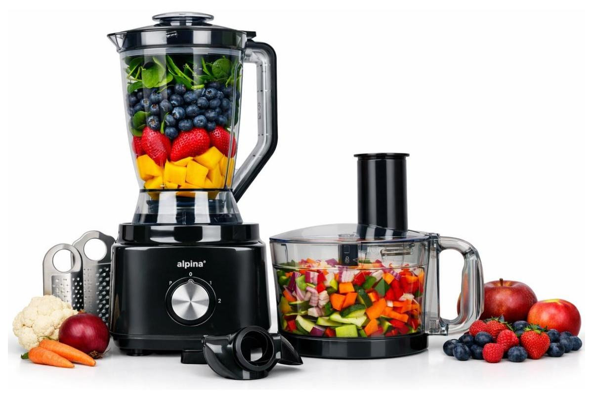 Alpina FP413GS Keukenmachine - Voedselprocessor en Smoothie Maker met 1,8 liter mengbeker - 750W - Zwart