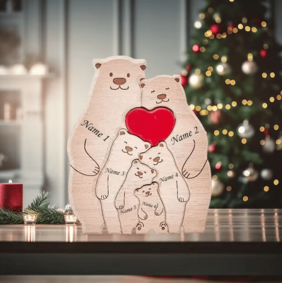 Inspire Curations Personalized Wooden Bear Family Puzzle Custom 2 6 Name Keepsake 6 Little Bears