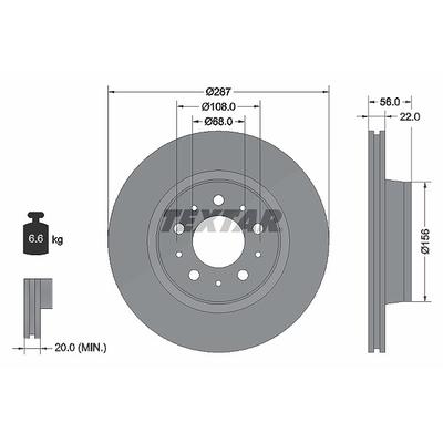 Textar 1x Bremsscheibe [Hersteller-Nr. 92051300] für Volvo