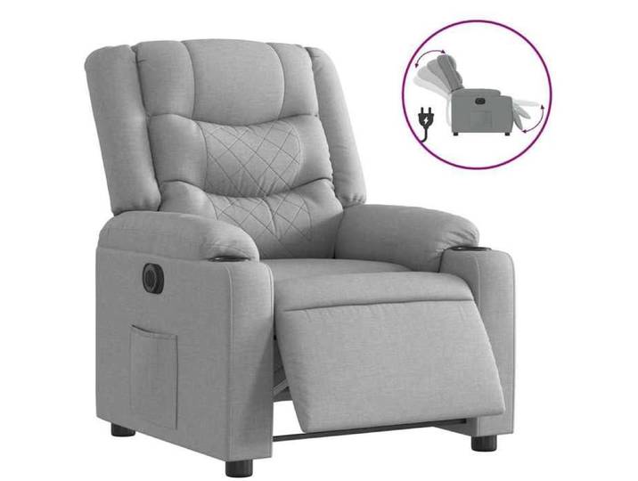 Les Soldes  Fauteuil inclinable (1 PLACE) - CLOUD - Capacité de charge max. : 110 kg - électrique Gris clair Tissu J4891