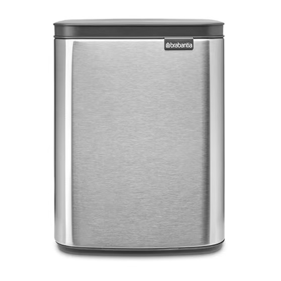 Brabantia Bo afvalbak 7 liter zwart roestvrij staal met handbediening