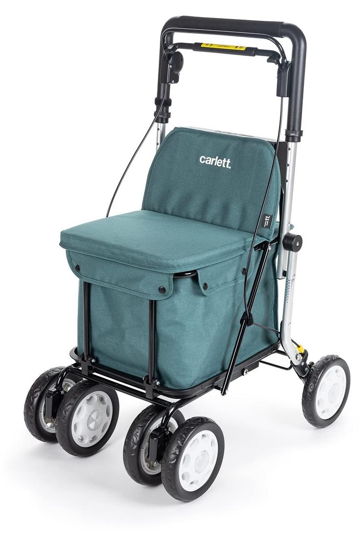 Einkaufswagen mit Sitzfläche, Rollator-Modell - 36 Liter Fassungsvermögen - 100 kg Tragfähigkeit - Hellgrau