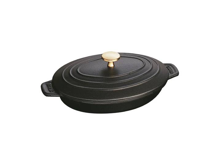 STAUB Plat à gratin Staub fonte avec couvercle ovale 23 cm Noir