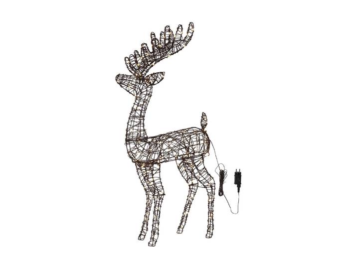 LED Dekofigur Outdoor Dekoration Vicke Deer Indoor, Braun, 115.00 cm Höhe , weiß, neutral, H: 115cm, Leuchten, LED Dekofigur