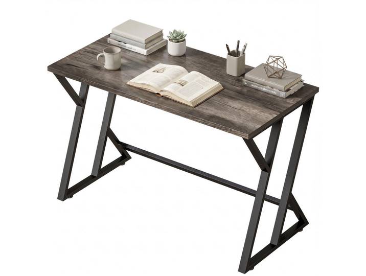 Gisaae Schreibtisch 120x60cm Computertisch Industriedesign mit Z-Gestell, Grau, 120x77x60 cm, Büromöbel, Schreibtische, Schreibtische