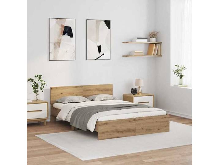 SOLDES D'HIVER®Lit double moderne - Cadre de lit Double - Chêne artisanal - 140x190cm Bois d'ingénierie 85394 1536