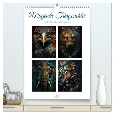 Magische Tiergesichter (hochwertiger Premium Wandkalender 2026 DIN A2 hoch), Kunstdruck in Hochglanz