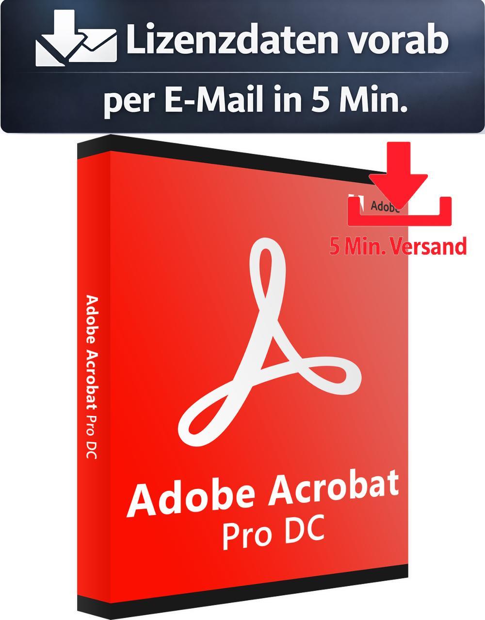 Adobe Acrobat Pro DC (1 User - 1 Jahr) ESD Büro Business 5 Min. Versand als Download per Mail