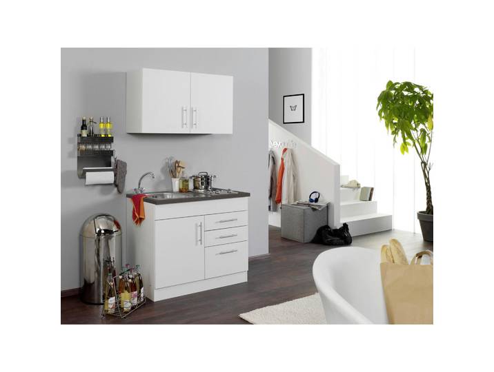 Held Miniküche Toronto, Weiß, 3 Schublade(n) Schubladen, seitenverkehrt montierbar, nur wie online abgebildet bestellbar, 100 cm, Made in Germany, Küchen, Miniküchen