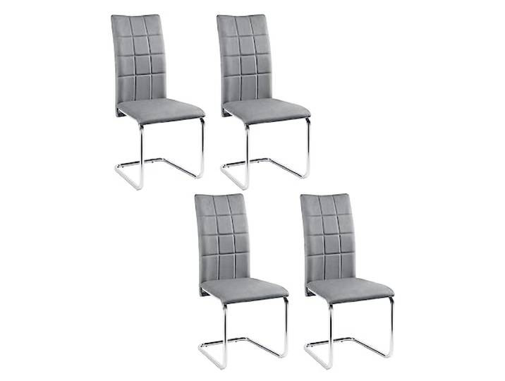 Lestarain Esszimmerstühle 4er-Set, Schwingstuhl, Freischwinger, Küchenstuhl, Polsterstuhl mit Rückenlehne, Wohnzimmerstuhl mit Samtbezug, Stuhl Esszimmer Küche, Metallbeine, Dunkelgrau, LCNI117001-4