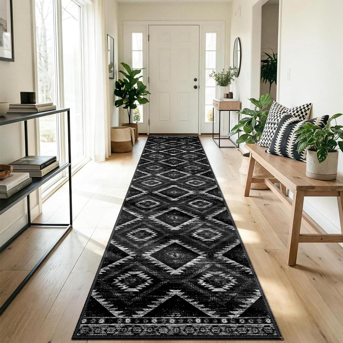 Zwarte antislip keukenloper en gangtapijt, 60 x 300 cm