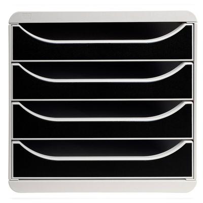 Exacompta 310014D 1x BIG-BOX Schubladenbox, 4 offene Laden, Serie Office - Schwarz