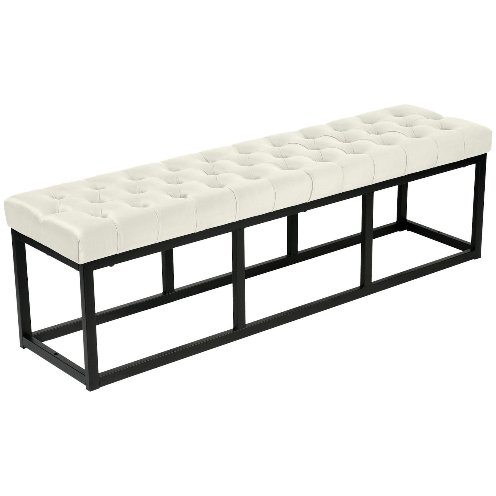 CLP Sitzbank Polson Samt Schwarz 150 cm Farbe: creme, Größe: 150 cm