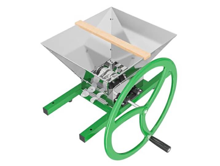 Wiltec Obstmühle mit 7L Trichter und runder Handkurbel Obsthäcksler leicht zu reinigen für Saftpresse Obstpresse zur Herstellung von Saft Würze oder Most