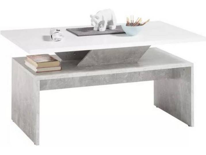 Couchtisch Holz + Ablagefläche Allegra Beton Dekor/Weiß