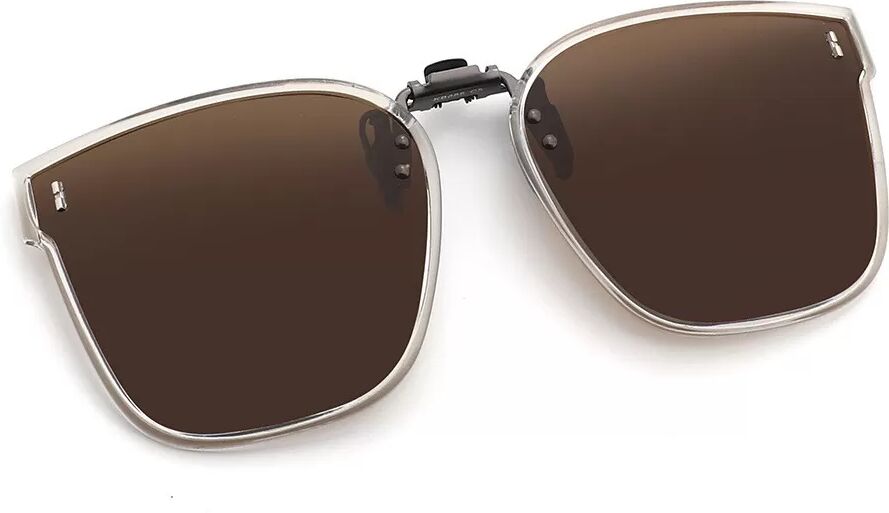 INF Braun getönte Clip-on-Sonnenbrille mit Etui