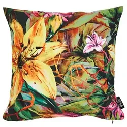 done.® Dekokissenhülle YELLOW LILY Velour-Stoff waschbar