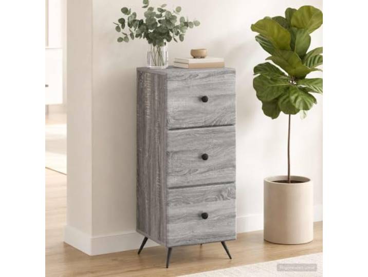 KGHFDVB Schubladenschrank Graues Sonoma 33x34,5x90 cm Holzwerkstoff Verstellbare Regale, Stabiler Schließmechanismus, Kompaktes Design für Büro, Schlafsaal, Wohnung