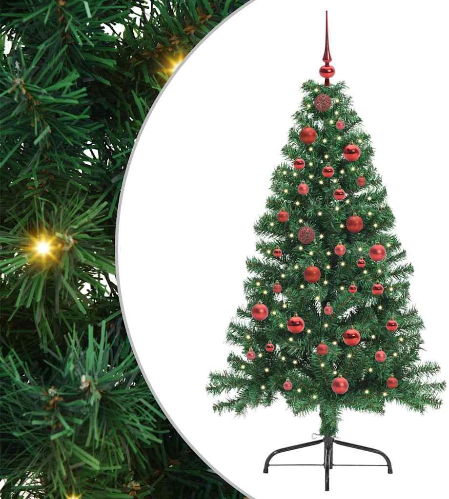 vidaXL Sapin de Noël artificiel pré-éclairé Vert 150 cm PVC