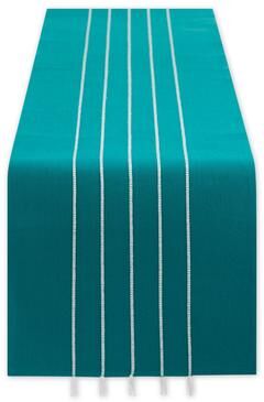 DII Gray and White Stripe Tassel Table Runner 14x72