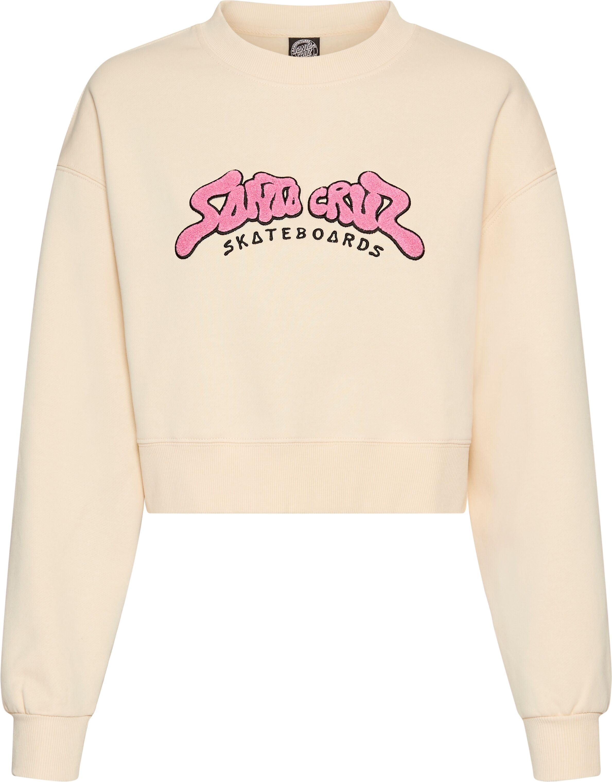 Sweatshirt SANTA CRUZ "WINKOWSKI 8BALLER STRIP CREW", Damen, Gr. L (12), grau (chalk), Obermaterial: 80% Baumwolle, 20% Polyester, Sweatshirts Sweatshirt chalk L (12)