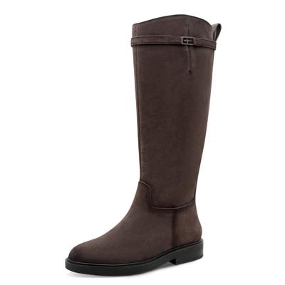 Stiefel TAMARIS, Damen, Gr. 39, Synthetik Textil, Normalschaft, braun, Leder, unifarben, Schuhe Stiefel, Blockabsatz, Langschaftstiefel im Used Look