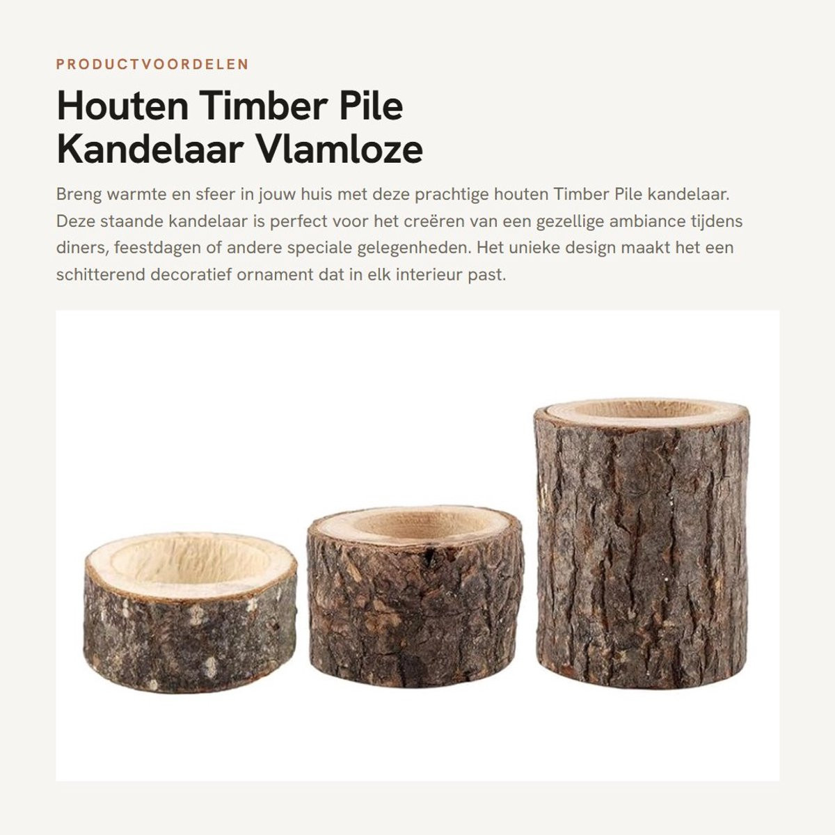 Dailygoods Driedelige Houten Kandelaar voor Vlamloze Kaarsen