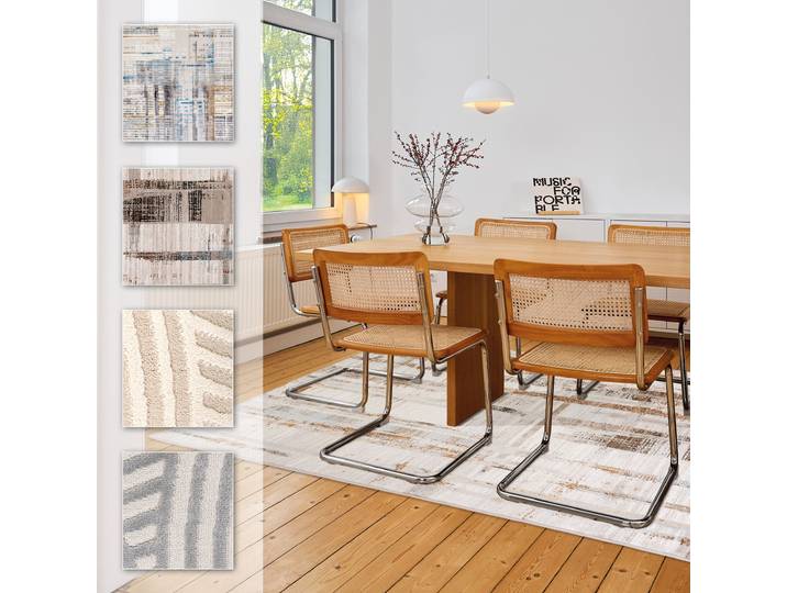 Teppich ASTRA Jules 252 , graubr, blau, B:133cm H:8mm L:190cm, Kunstfaser, Teppiche, Teppich, Vintage, Hoch Tief, Kurzflor, Wohnzimmer, Schlafzimmer