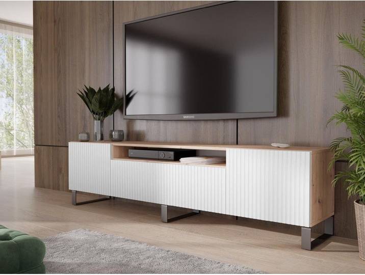 Beautysofa TV-Schrank Rio (Schrank mit Scharniertüren, modernes / loft Stil) mit gefräste Fronten