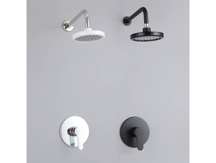 MTTUZK Ensemble de robinets de douche arrière en laiton, douche de bain d'hôtel Ensemble de robinets de douche mitigeur chaud et froid mural dissimulé minimaliste nordique
