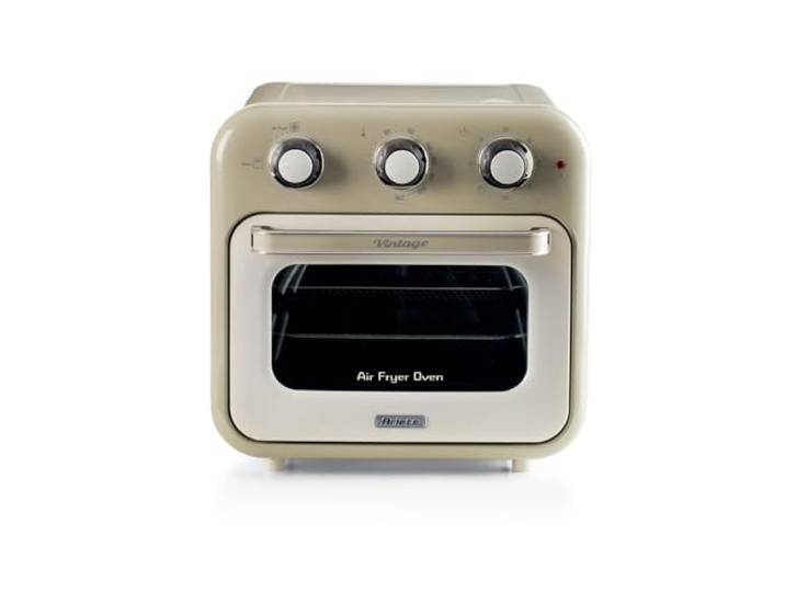 Ariete Vintage, 4632 2-in-1 Heißluftfritteuse und Ofen, 16 L Fassungsvermögen, Körbe und Drehspieß aus Edelstahl, Temperatur bis 230°C, 60-Minuten-Timer, Doppelverglasung, 1400W, Beige